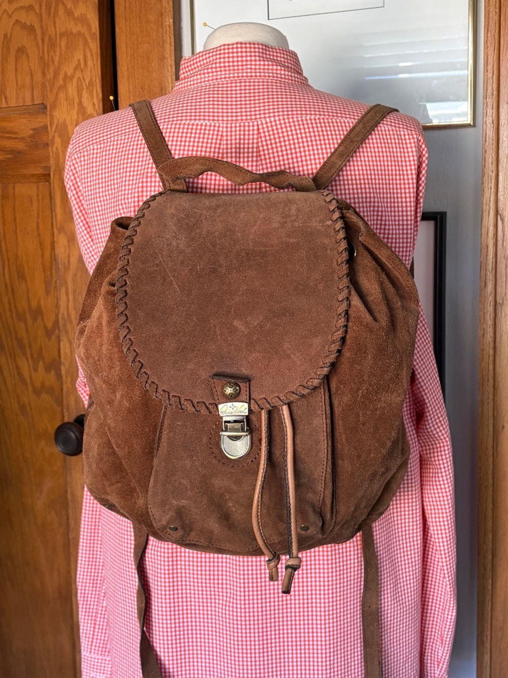 Patricia Nash Casape Suede Backpack Purse Western Boho Cowgirl Cognac 13x13
